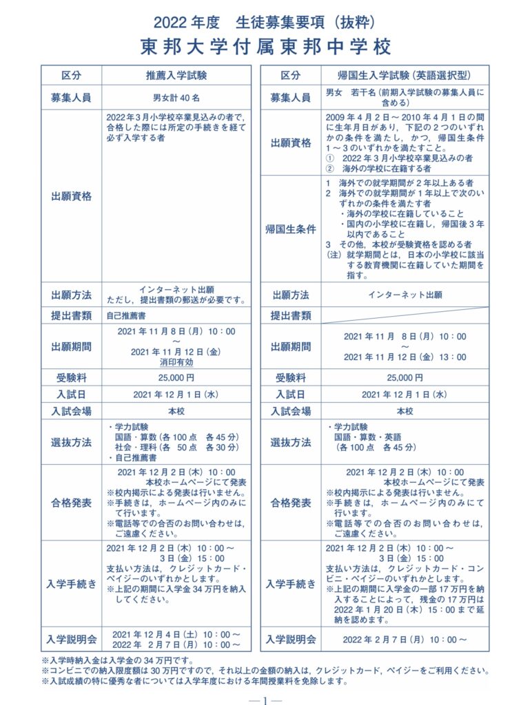 東邦中学校2022年度用4年間過去問 愛らし